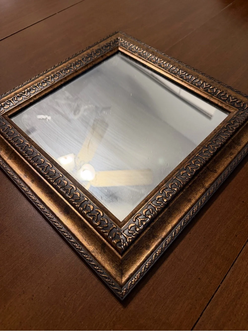 Ornate Square Wall Mirror in Antique Gold